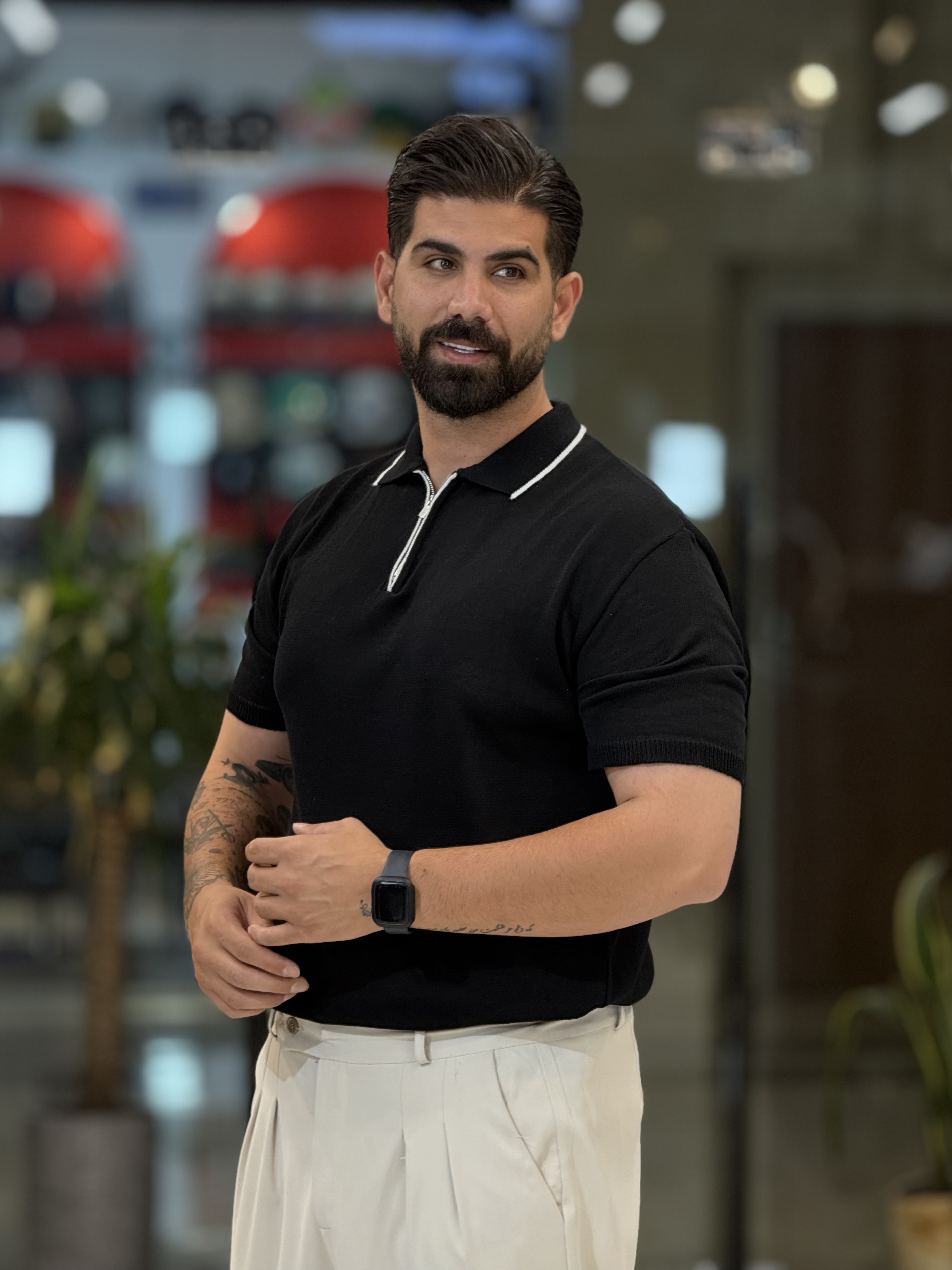 پلوشرت نیم زیپ مشکی3433