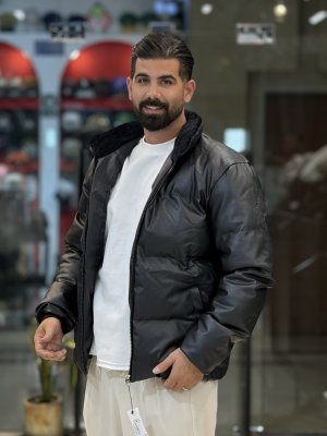 کاپشن چرم رومانی یقه ابرشیمی 3632