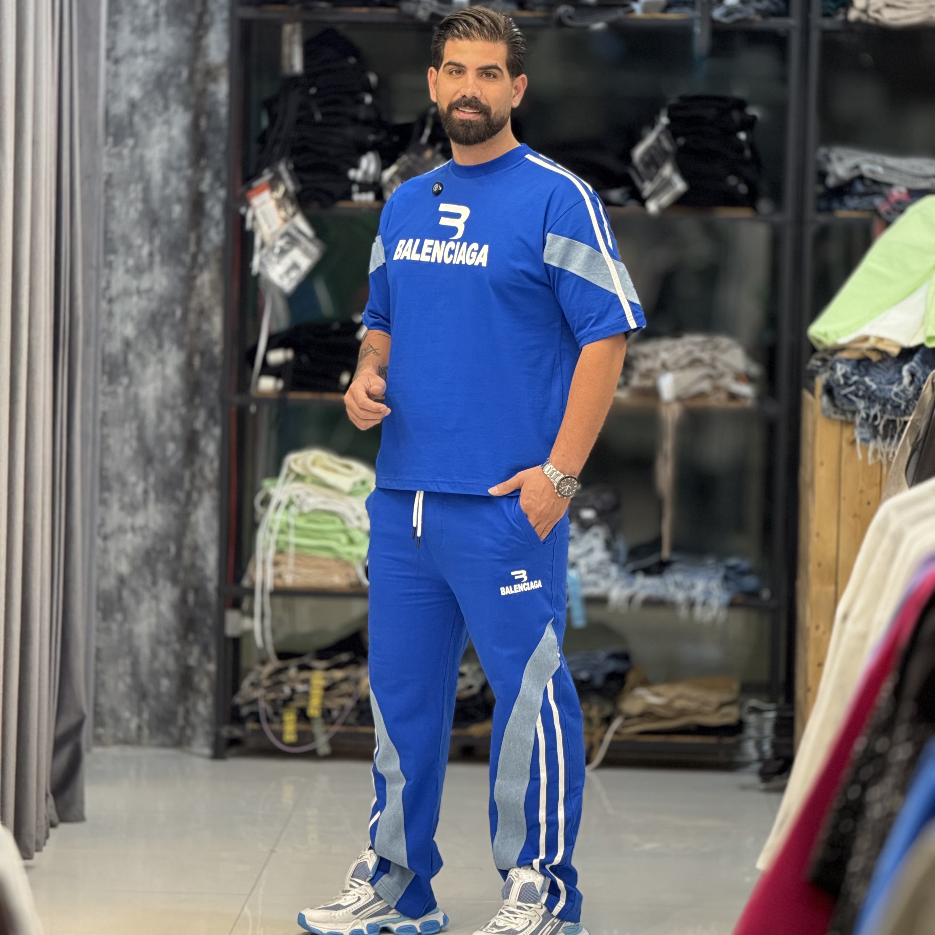 ست تی شرت شلوار نواری لی 1017