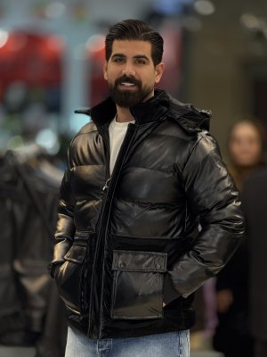 خرید محصول کاپشن چرم ترکیبی1329