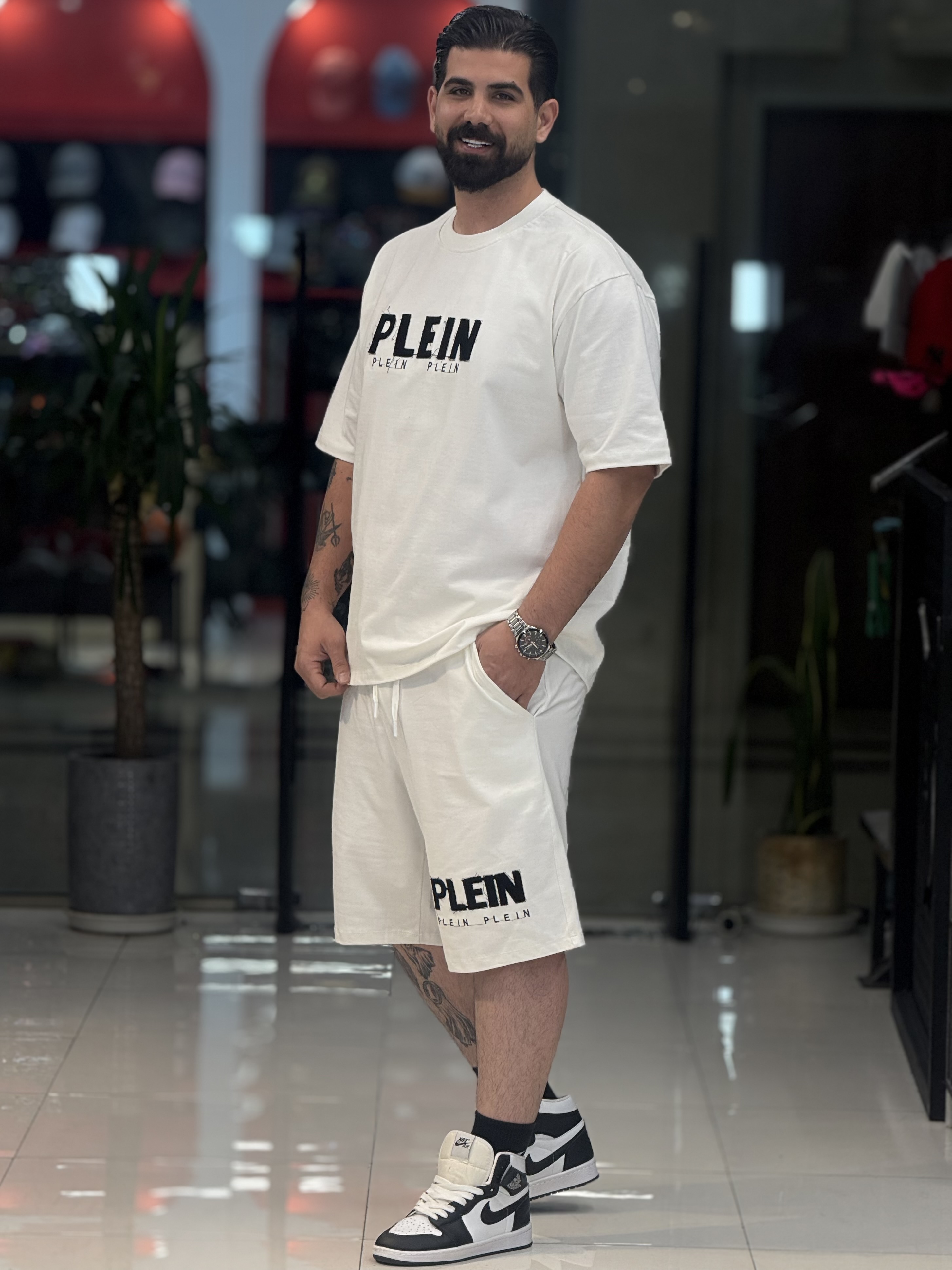 تیشرت شلوارک تیکه دوزیV-1490PLEIN
