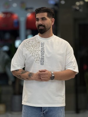 خرید محصول تیشرت گلدوزی دورنگ روسینهM-1512